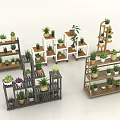 Various Design Garden Plant Stands With Green Potted Plants For Home Decor