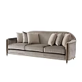 Modern Light Gray Fabric Two Seater Sofa With Brown Red Patterned Decorative Pillows 3d model
