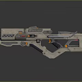 Futuristic Sci Fi Weapon Design With Metallic Body And Orange Accents