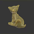 Handcrafted Ceramic Cat Figurine Sitting With Closed Eyes And Smooth Glaze 3d model