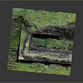 Ancient Brick Structure Model With Arched Openings And Green Mossy Vegetation