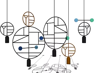 New Chinese Chandelier Metal Chandelier Combination 3d model