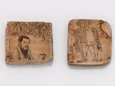 Traditional Ancient Book Pages With Historical Figure And Meridian Illustrations 3d model