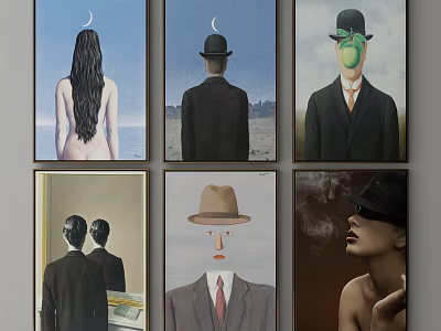 Surreal Figurative Artworks With Various Characters Moon Hats And Mirror Reflections 3d model