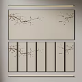 Plum Blossom Wall Art With Beige Background And Black Frames Multiple Panels