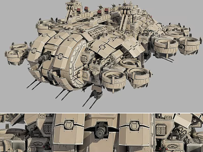 Futuristic Mechanical Weapon Battle Platform With Armored Structure And Cannons 3d model