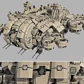 Futuristic Mechanical Weapon Battle Platform With Armored Structure And Cannons 3d model