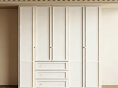 White Modern Wardrobe With Multiple Cabinets And Drawers For Bedroom Interior 3d model