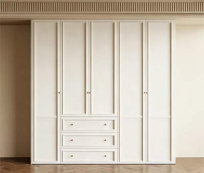 White Modern Wardrobe With Multiple Cabinets And Drawers For Bedroom Interior 3d model