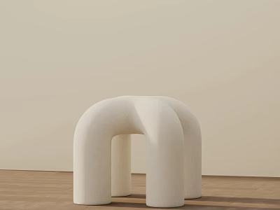Modern Minimalist White Side Table With Curved Design And Sturdy Base 3d model
