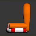 Orange Inflatable Seat With Red And White Lifebuoy Base Structure