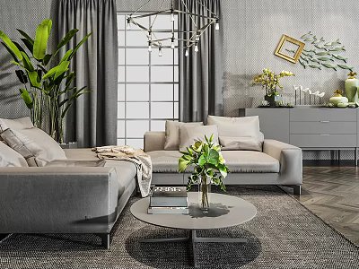 Modern sofa coffee table combination 3d model