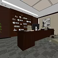 Modern Office Interior Design With Sofas Coffee Table Bookshelf And Work Desk Setup 3d model
