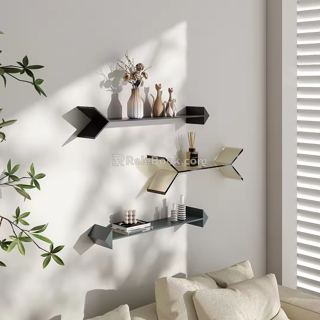 Modern Wall Rack Storage Rack Storage Rack Decorative Rack Shelf 3d model