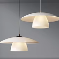 Two Stylish Modern White Mushroom Shaped Pendant Lights For Interior Design