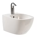 Modern White Toilet With Bidet Sink And Wall Mounted Control Panel In Contemporary Bathroom