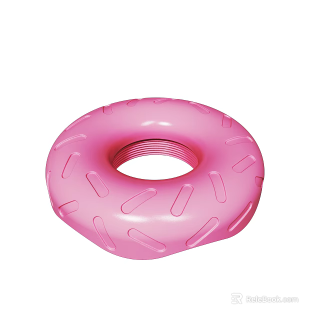 Pink Donut Shaped Inflatable Summer Swim Ring With Textured Design 3d model 