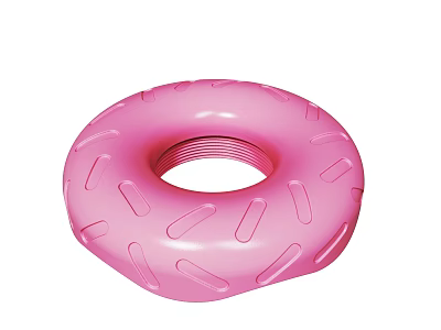Pink Donut Shaped Inflatable Summer Swim Ring With Textured Design 3d model