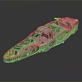 Futuristic Sci Fi Spaceship With Metallic Surface And Green Accents For Space Exploration