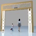 Golden Activity Gateway With Geometric Patterns And Circular Ornaments For Events