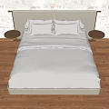 Minimalist Double Bed Interior Design With Padded Headboard Nightstands And Light Bedding 3d model