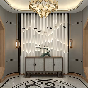 New Chinese Entrance Hall Aisle 3d model