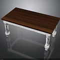 Classic Solid Wood Table With Dark Brown Tabletop And White Carved Legs