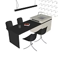 Modern Black Dining Table And Chairs Set With Book Glass And White Counter With Sink