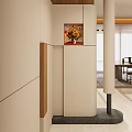 Modern Entryway Hallway Interior With White Walls Wooden Accents And Sunflower Painting