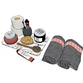 Essential Bathroom Accessories With Toilet Paper Roll Towels Toiletries And Marble Tray