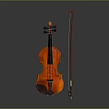 Shiny Orange Wooden Violin With Bow On Gray Background And Clear Reflection