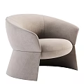 Modern Brown Upholstered Accent Chair With Curved Backrest And Unique Base