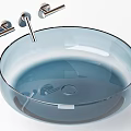 Modern Round Dark Green And Black Glass Washbasin With Faucet And Handles