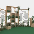 Holiday Rooftop Coffee Space With Round Canopy Greenery And Hanging Lights 3d model
