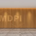 Modern Reception Desk With Wooden Wall Panel MDPI Logo Ceiling Lighting And Gray Floor Tiles