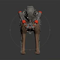 Futuristic Mechanical Dog Game Character With Metal Armor And Red Details