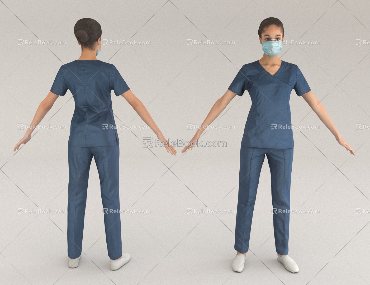 Pedestrian figure person adult foreigner nurse doctor 3d model