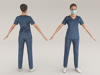 Pedestrian figure person adult foreigner nurse doctor 3d model