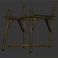 Rustic Wooden Home Furniture Table With Plank Top And Crossed Legs Design