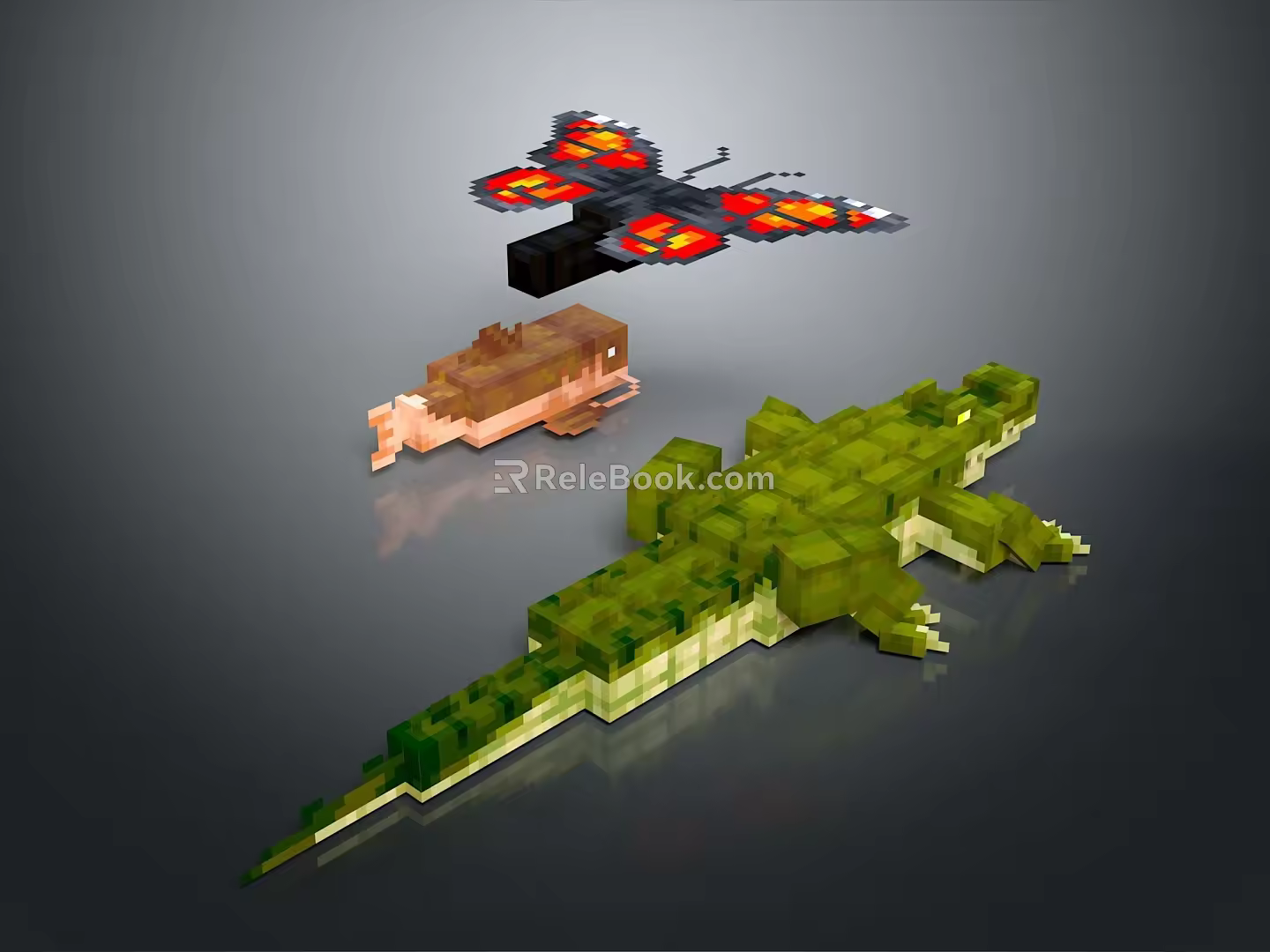 Crocodile Alligator Carp Butterfly Nile Crocodile Carnivore Reptile Cold Blooded Animal Reptile 3d model