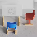 Kids Desk Chair Set With Drawing Paper For Children Study Area