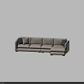 Modern Light Beige Sectional Multi Person Sofa With Gray Cushions And Spacious Seating 3d model