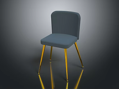 Stylish Gray Upholstered Chair With Gold Metal Legs And Modern Design 3d model