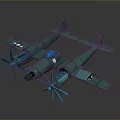 Teal Vintage Model Airplane With Twin Propellers And Wing Insignia