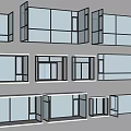 Modern Casement Windows With Various Open Designs And Aluminum Frames Showcase 3d model