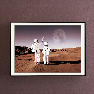 Modern Figure Painting Simple Brown Photography Astronaut Decorative Painting 3d model