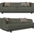 Comfortable Gray Fabric Two Seater Sofa With Plaid And Solid Pillows