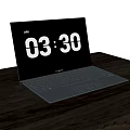 ASUS Laptop With Screen Showing AM 03 30 Placed On Wooden Table