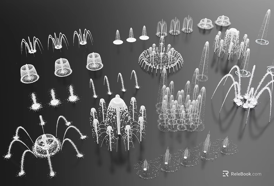 Creative Garden Ornaments With Various Decorative Fountains And Sculptures For Outdoor Decoration 3d model 