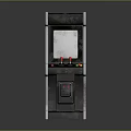 Vintage Computer Arcade Machine Featuring Screen Control Buttons Coin Slot And Blue Black Finish